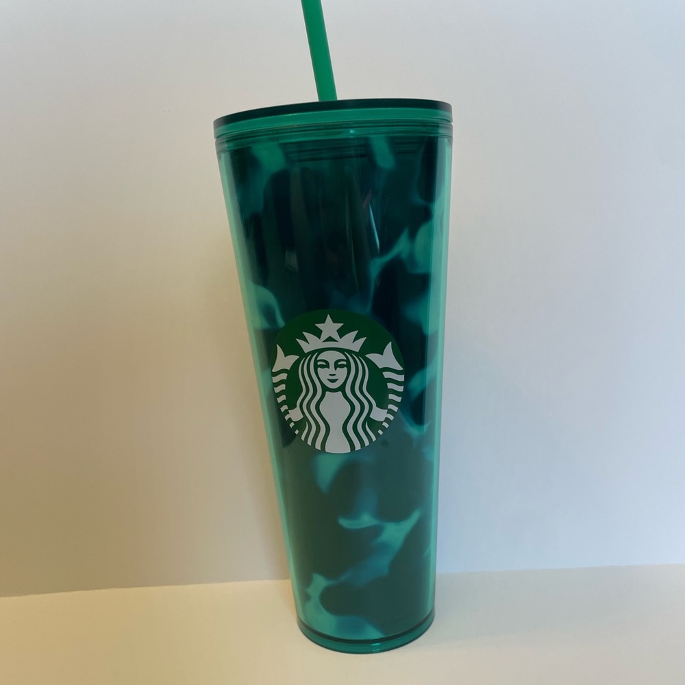 Turquoise blue Tortoiseshell Starbucks tumbler